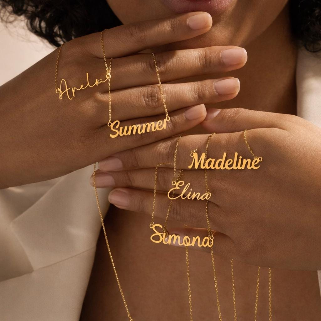 Personalized Gold Pendant – Custom Script Jewelry, Minimal Letter Chain, Gift for Her