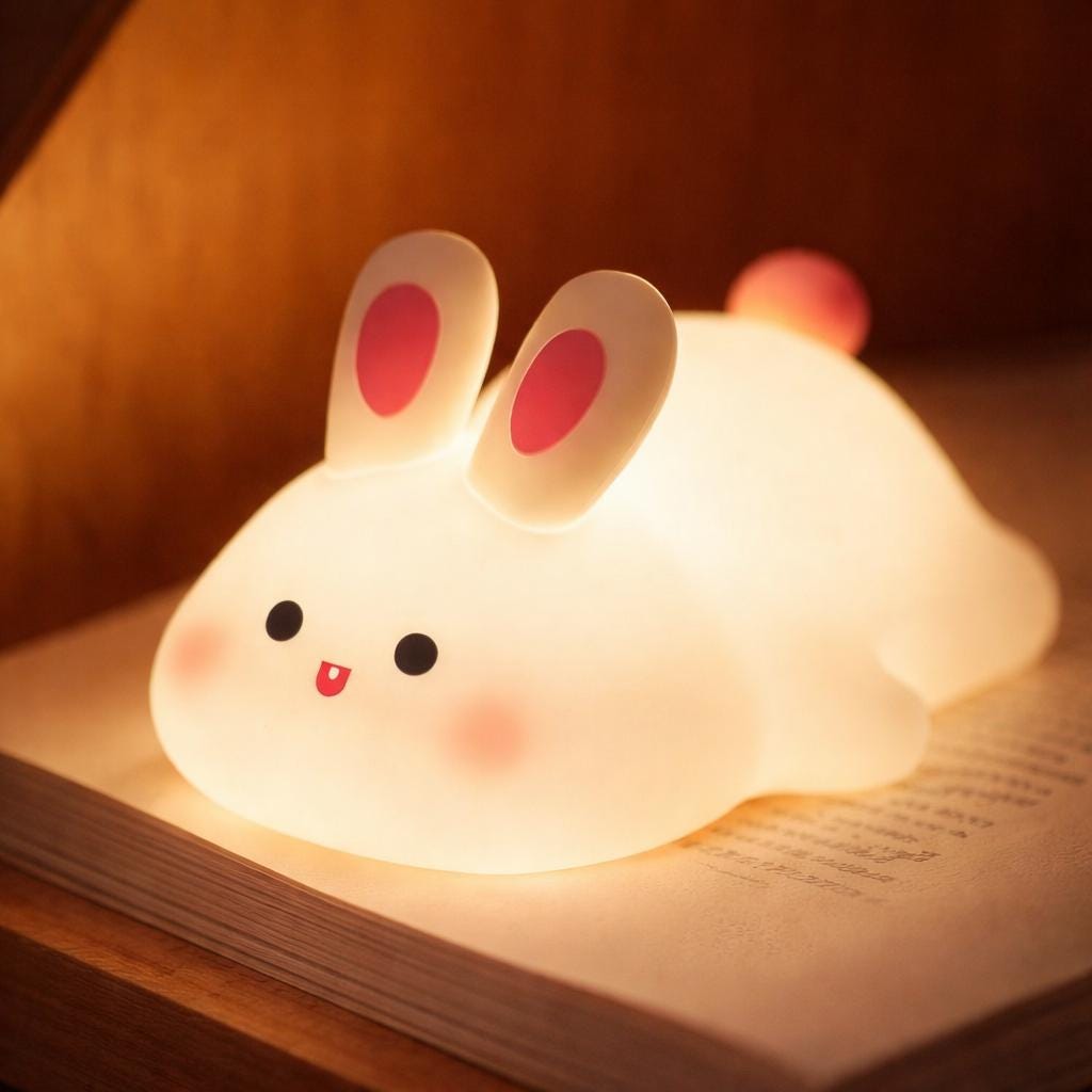 Bunny Silicone Night Light, Rechargeable LED Bedside Lamp for Nursery and Bedroom