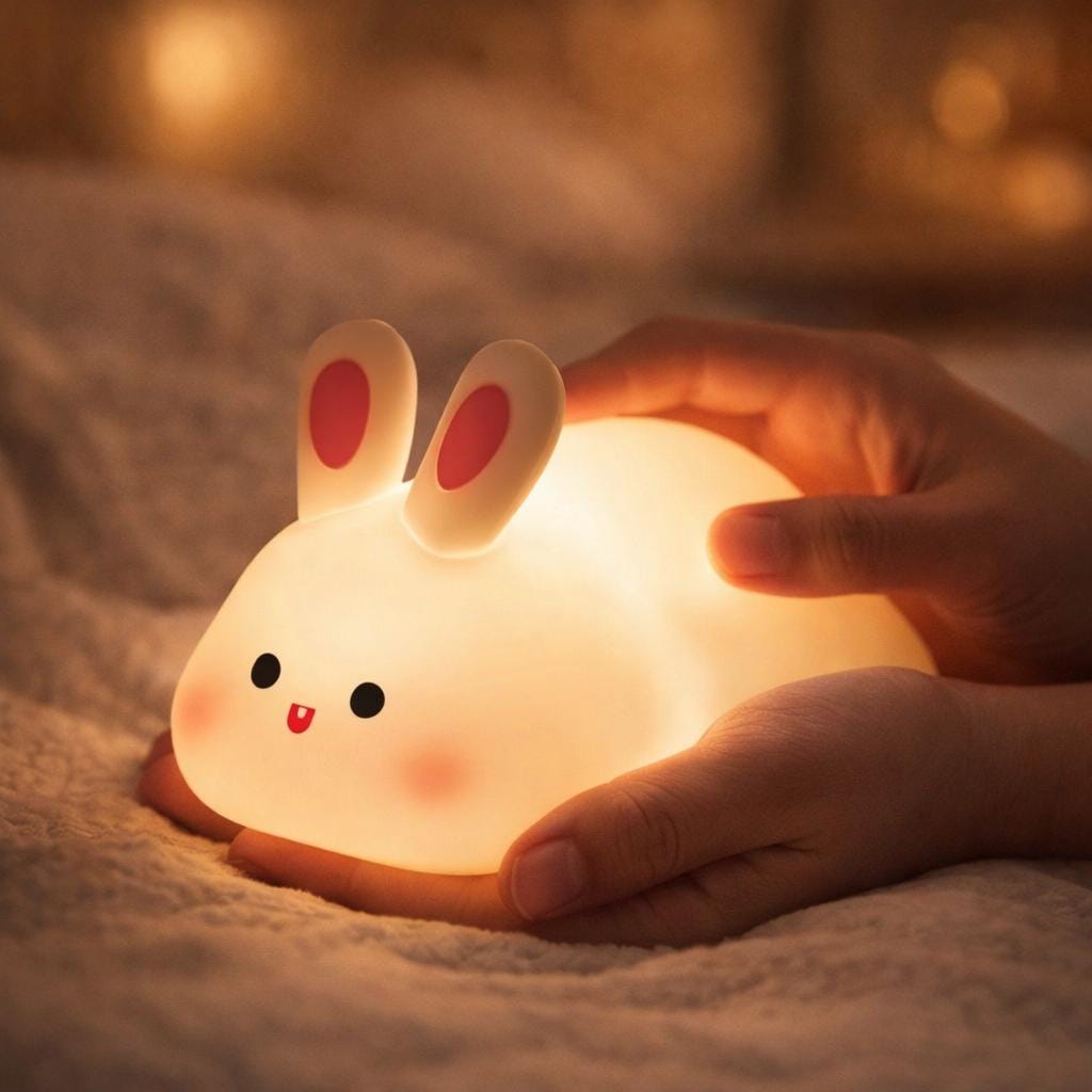 Bunny Silicone Night Light, Rechargeable LED Bedside Lamp for Nursery and Bedroom
