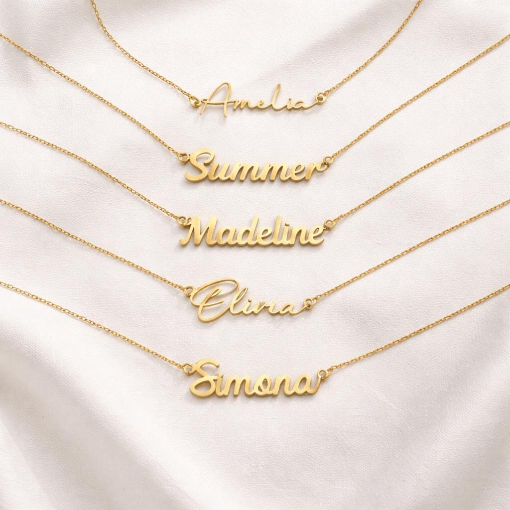 Personalized Gold Pendant – Custom Script Jewelry, Minimal Letter Chain, Gift for Her