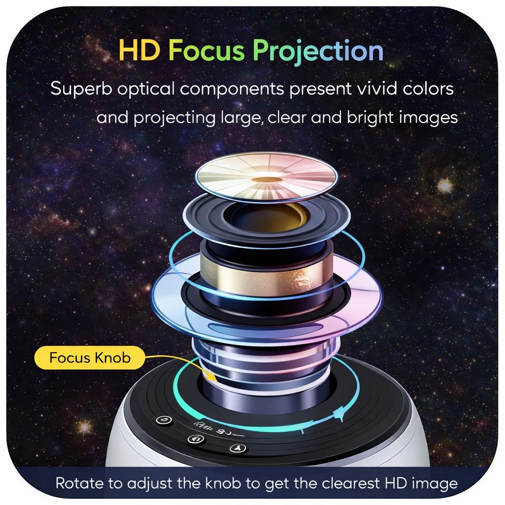 Starry Sky Galaxy Projector Lamp with 13 Scenes Rotating Night Light