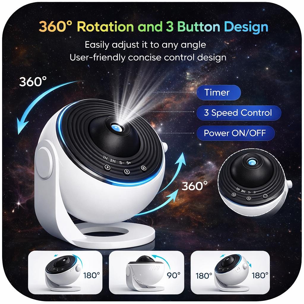 Starry Sky Galaxy Projector Lamp with 13 Scenes Rotating Night Light