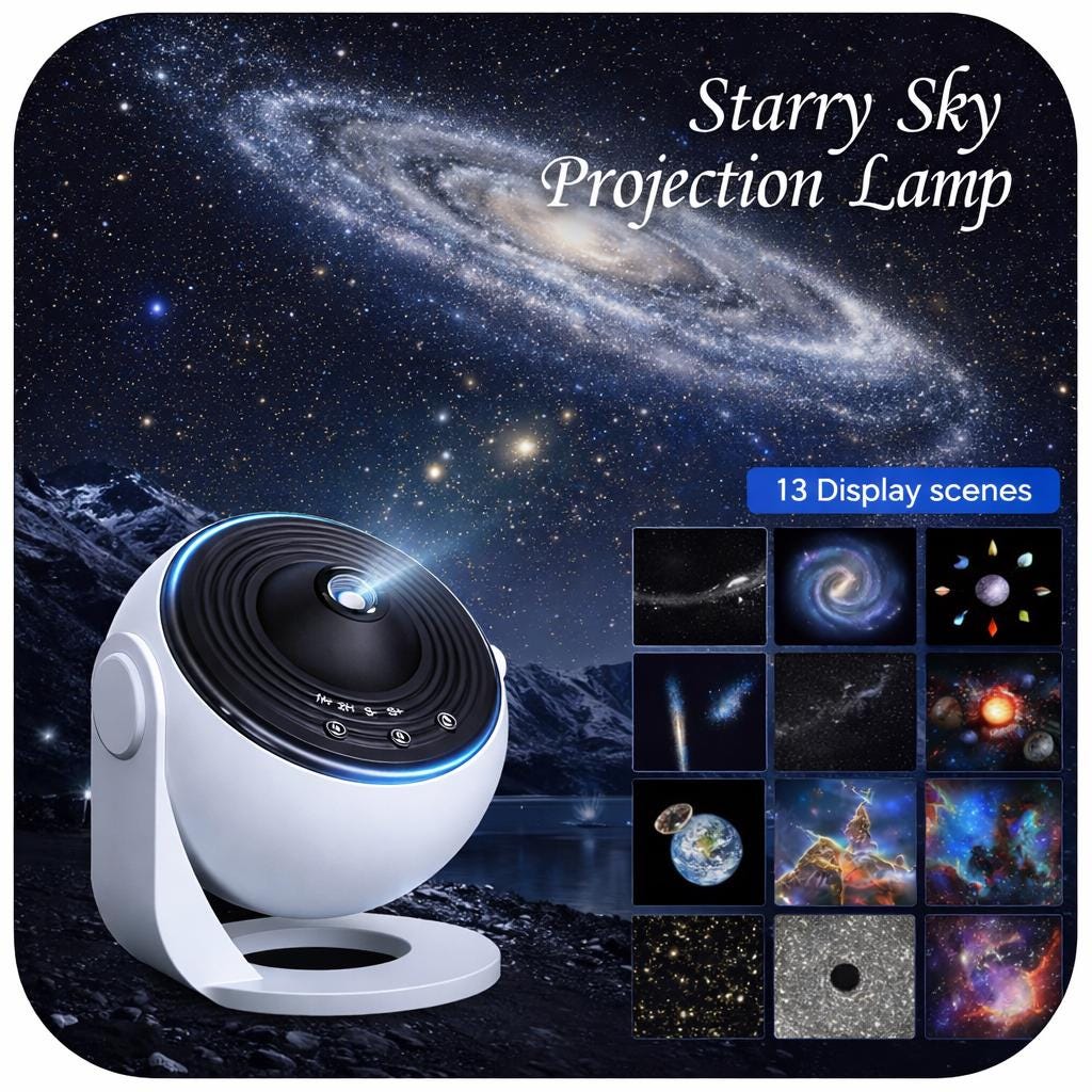 Starry Sky Galaxy Projector Lamp with 13 Scenes Rotating Night Light