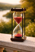 60 Minute Wooden Hourglass Timer with Red Sand, Luxury Desk Decor